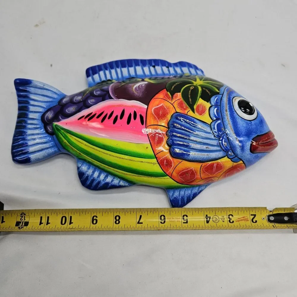 Vintage Ceramic Fish Wall Decor Large‎ Beige Brown Realistic Whimsical Bluegill - Picture 3 of 9